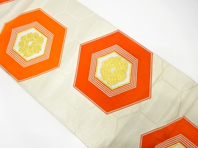 JAPANESE KIMONO / ANTIQUE FUKURO OBI / SILK / WOVEN PEONY